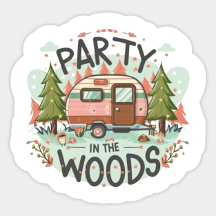 Party in the Woods text vith vintage van Sticker